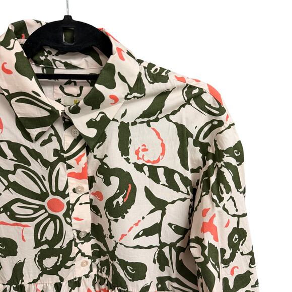 NWT Anthropologie Maeve Bettina Tiered Mini Shirt Dress Pink Green Petite Small - Picture 4 of 8